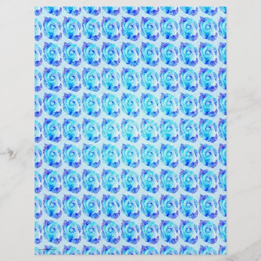 Blue Abstract Roses Scrapbook Paper 2-Sided Page (裏面)