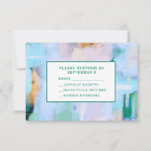 Blue Abstract RSVP Card Boho Colorful (正面)