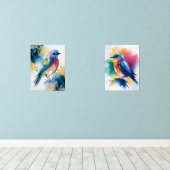 Blue Abstract Wall Art, Set of 2 Bluebirds (ウッドフロア)