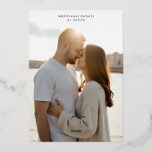 Blue Abstract Wedding Invitation Photo Template  箔シーズンカード (裏面)