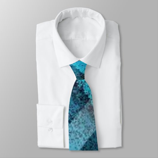 Blue Abstract (with Solid Blue knot on Top) ネクタイ (タイ)