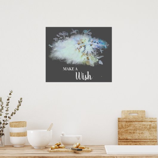 *~* Blue AbstractDANDELION願いを叶える ポスター (キッチン)