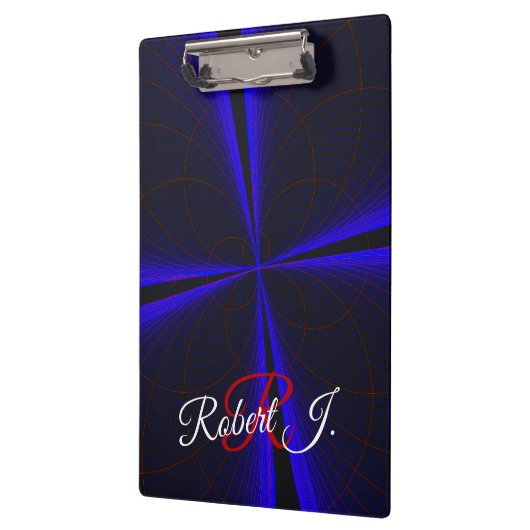 Blue Accent Clover Leaf Geometric Clipboard クリップボード (左)