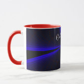 Blue Accent Clover Leaf Geometric Coffee Mug マグカップ (左)