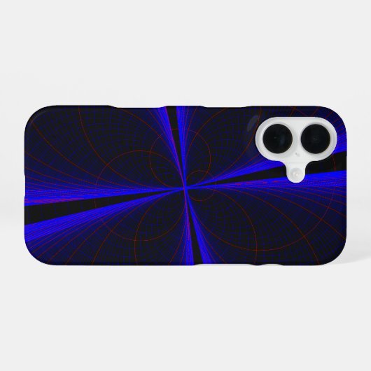Blue Accent Clover Leaf Geometric iPhone 16 Case 16ケース (裏面横)