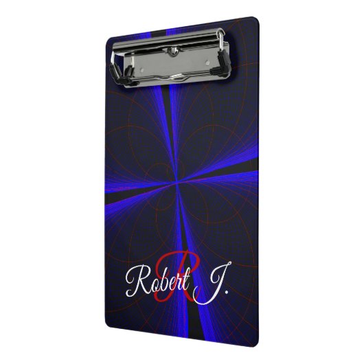 Blue Accent Clover Leaf Geometric Mini Clipboard ミニクリップボード (アングル2)