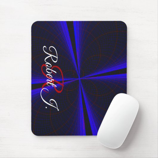 Blue Accent Clover Leaf Geometric Mouse Pad マウスパッド (マウス)