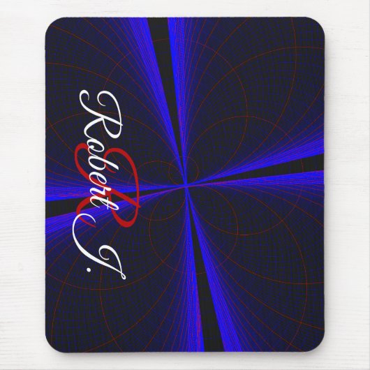 Blue Accent Clover Leaf Geometric Mouse Pad マウスパッド (正面)