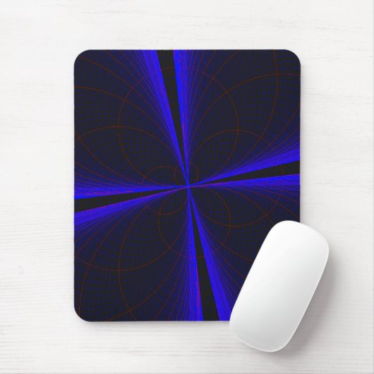 Blue Accent Clover Leaf Geometric Mouse Pad マウスパッド (マウス)