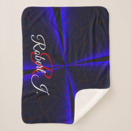 Blue Accent Clover Leaf Geometric Sherpa Blanket シェルパブランケット