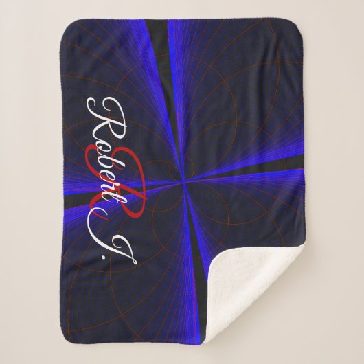 Blue Accent Clover Leaf Geometric Sherpa Blanket シェルパブランケット (正面)