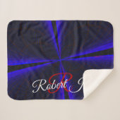 Blue Accent Clover Leaf Geometric Sherpa Blanket シェルパブランケット (正面(横))