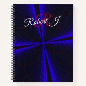 Blue Accent Clover Leaf Geometric Spiral Notebook ノートブック (正面)