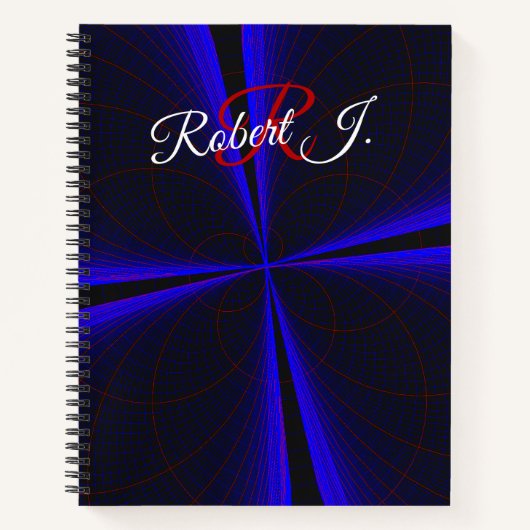 Blue Accent Clover Leaf Geometric Spiral Notebook ノートブック (正面)