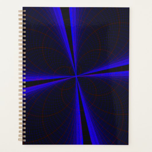 Blue Accent Clover Leaf Geometric Spiral Planner プランナー手帳 (正面)