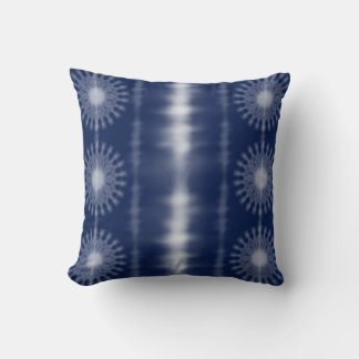 Blue African Tie Dye Inspired Throw Pillow クッション