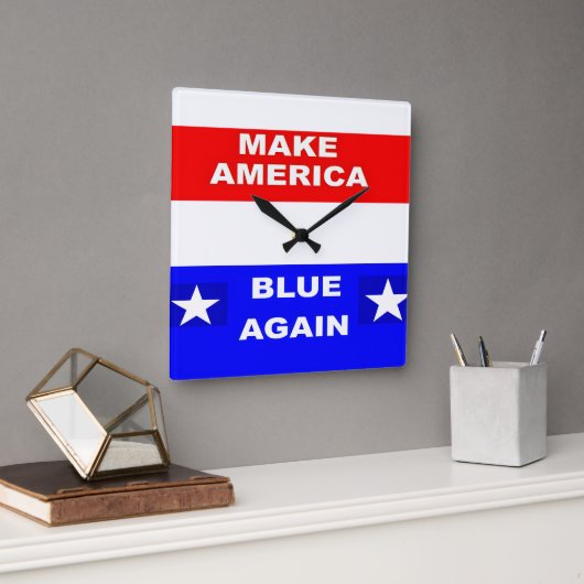 Blue Again スクエア壁時計 (オフィス)