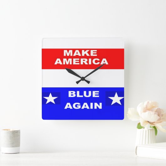 Blue Again スクエア壁時計 (ホーム)
