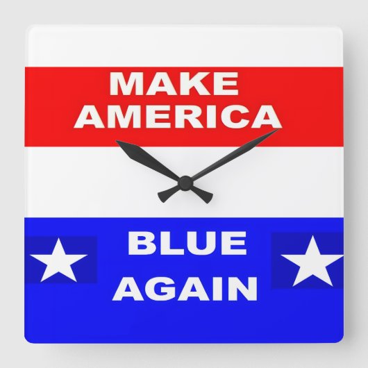Blue Again スクエア壁時計 (正面)