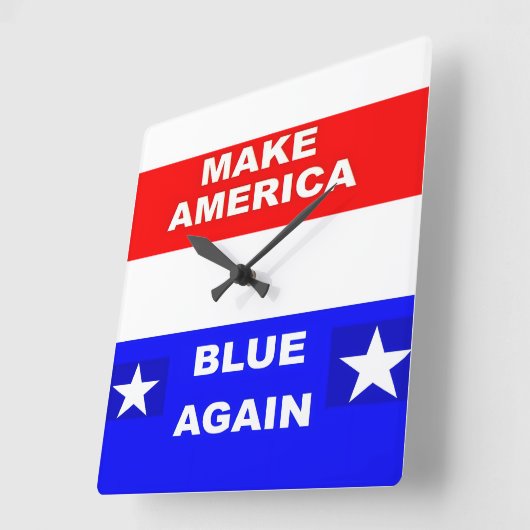 Blue Again スクエア壁時計 (傾斜)
