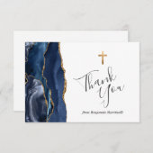 Blue Agate金ゴールドファーストコミュニオンサンキュー サンキューカード (正面/裏面)