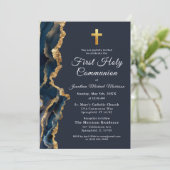 Blue Agate金ゴールド第1聖餐式の写真 招待状 (スタンド正面)