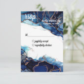 Blue Agate & Copper RSVPポストカード 出欠カード (スタンド正面)