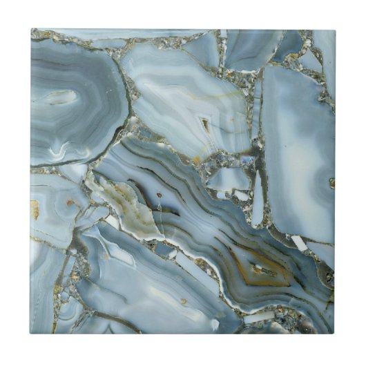 Blue Agate Elegance – Luxe Natural Stone Tile タイル (正面)