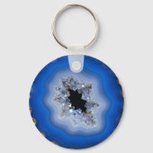 Blue Agate Geode Gold Edge Crystal Art キーホルダー (裏面)