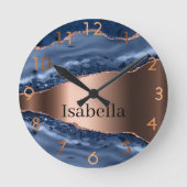 Blue agate marble bronze ラウンド壁時計 (正面)