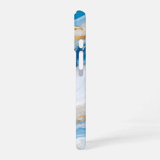 Blue Agate Marble with Gold Veins – Elegant iPhone 16ケース (左側面)