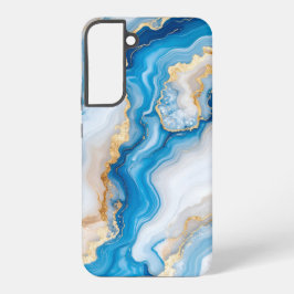 Blue Agate Marble with Gold Veins – Elegant Samsung Galaxy S22+ケース