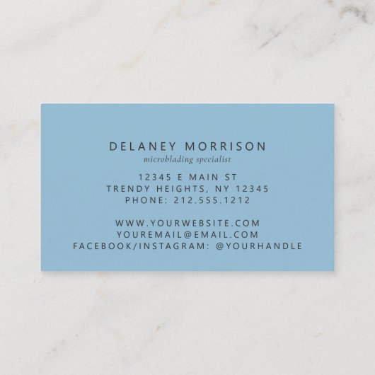 Blue Agate Silver Glitter Luxury Microblading 名刺 (裏面)