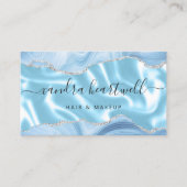 Blue Agate Silver Glitter Luxury Stylist 名刺 (正面)