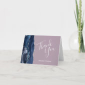 Blue Agate Silver Glitter Mauve Wedding Thank You カード (正面)