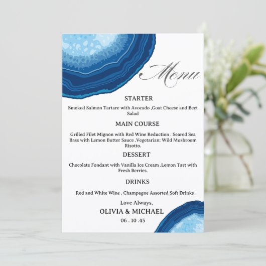 Blue Agate Sliced Wedding Menu メニュー (スタンド正面)