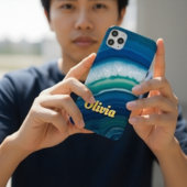 Blue Agate & Teal Geode Luxury Personalized Case-Mate iPhoneケース