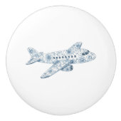 Blue Airplane Chinoiserie セラミックノブ (正面)