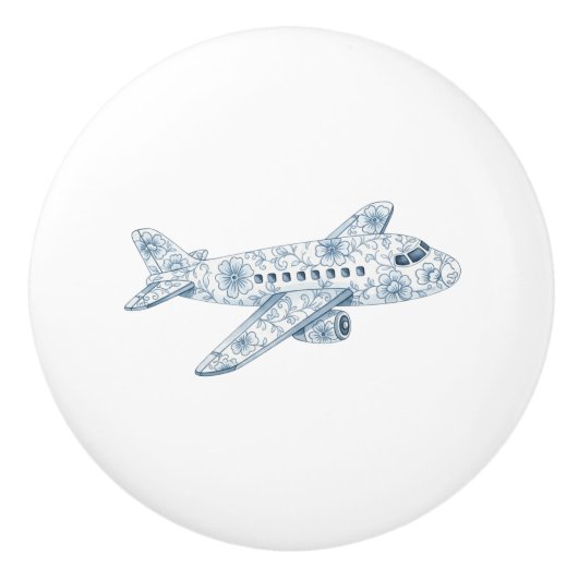Blue Airplane Chinoiserie セラミックノブ (正面)