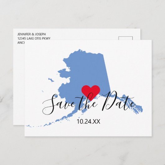 Blue Alaskaマップ図形の日付を保存 ポストカード (正面/裏面)