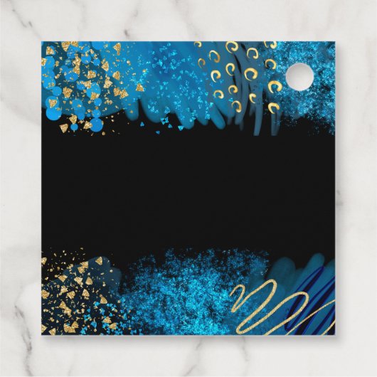 Blue Alcohol Ink Birthday Party フェイバータグ (裏面)