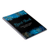 Blue Alcohol Ink Birthday Party Guest Book ノートブック (右側)
