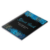 Blue Alcohol Ink Birthday Party Guest Book ノートブック (左側)