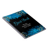 Blue Alcohol Ink Sweet 16 Birthday Guest Book ノートブック (右側)