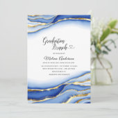 Blue Alcohol Ink Texture watercolor  graduation br 招待状 (スタンド正面)