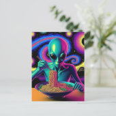 Blue Alien Eating Noodles ポストカード (スタンド正面)