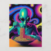 Blue Alien Eating Noodles ポストカード (正面)