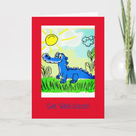 Blue Aligator Kids, 5" x 7"折り畳みGet Well Card カード