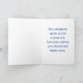 Blue Aligator Kids, 5" x 7"折り畳みGet Well Card カード (内部)
