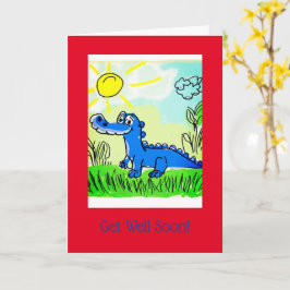 Blue Aligator Kids, 5" x 7"折り畳みGet Well Card カード